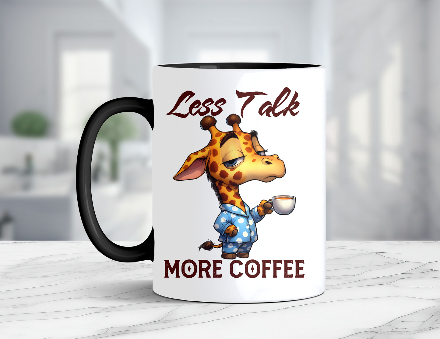LESS TALK MORE COFFEE GIRAFFE MUG