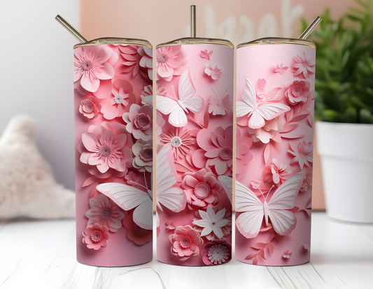 3D FLORAL BUTTERFLY TUMBLER