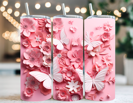 3D FLORAL BUTTERFLY TUMBLER
