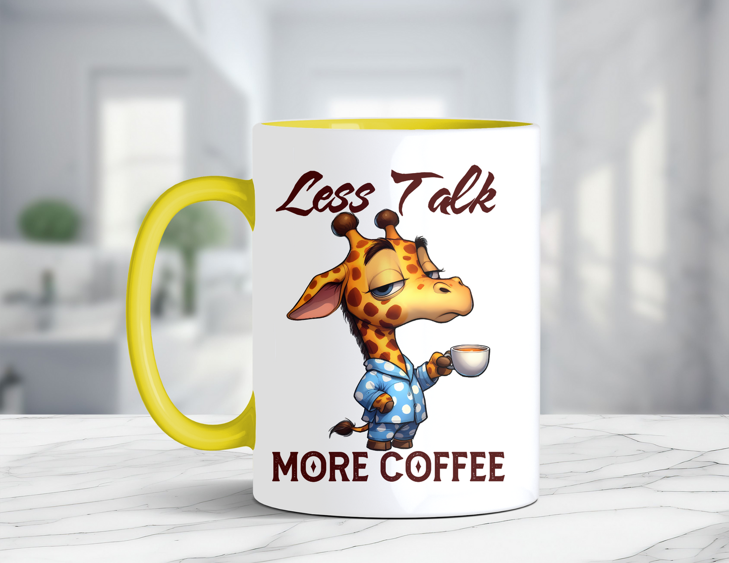 LESS TALK MORE COFFEE GIRAFFE MUG