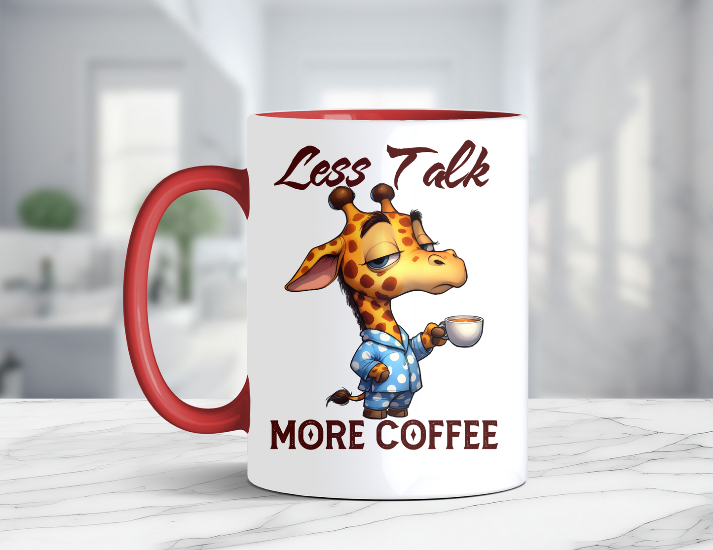 LESS TALK MORE COFFEE GIRAFFE MUG