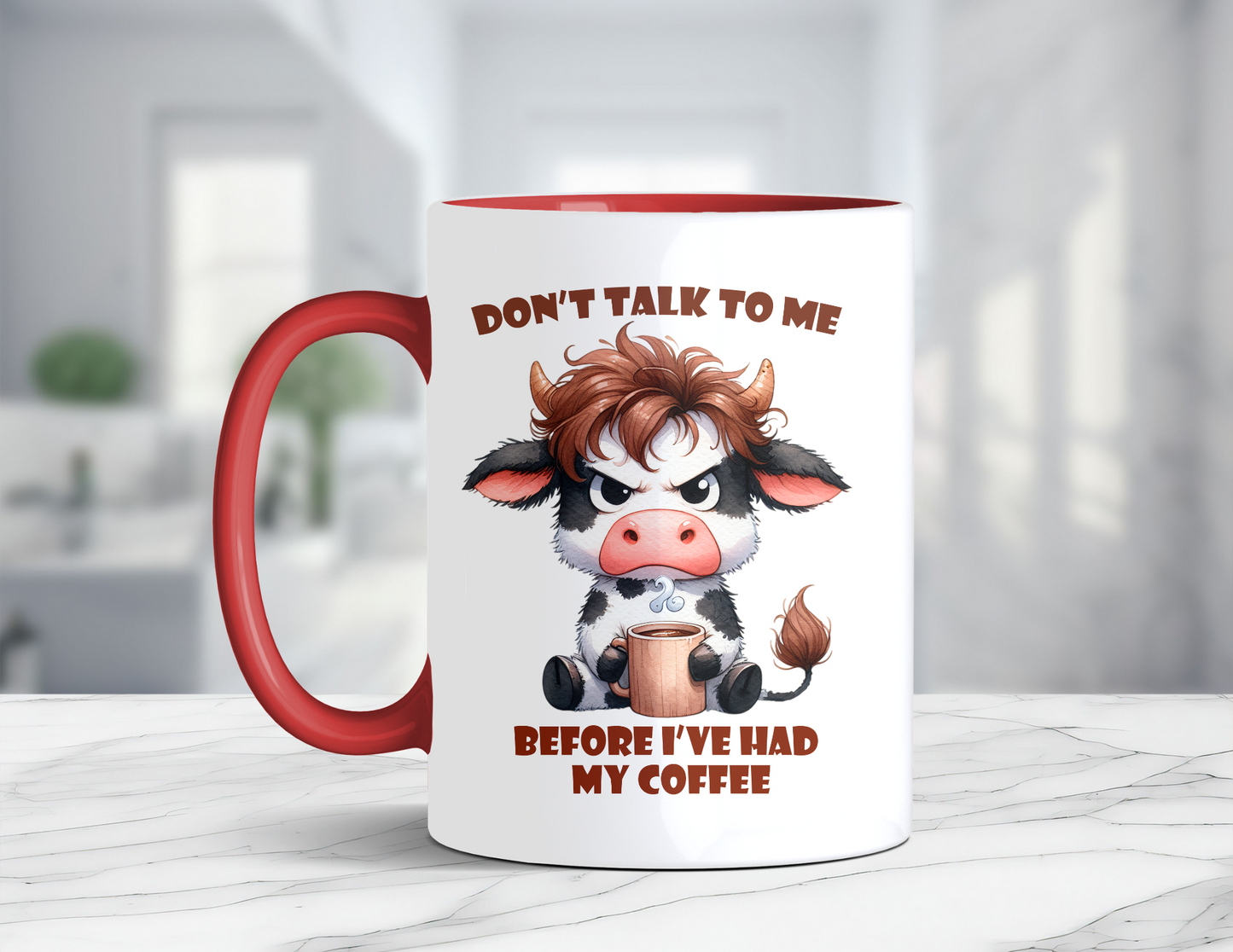 DONT TALK TO ME COW MUG