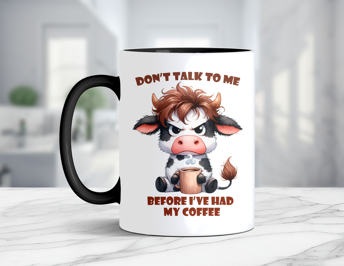 DONT TALK TO ME COW MUG