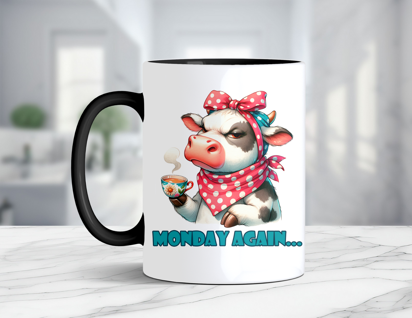MONDAY AGAIN COW MUG