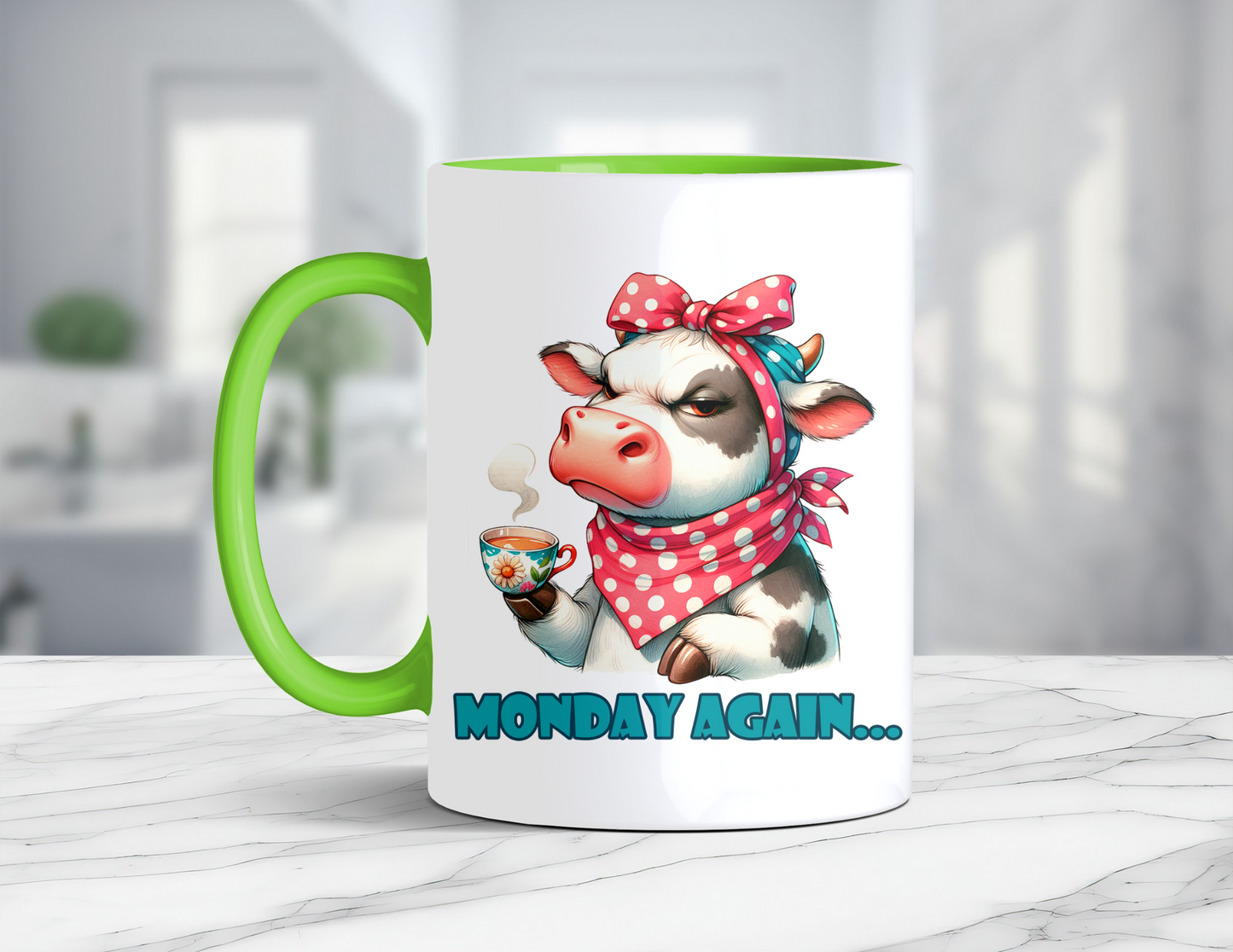MONDAY AGAIN COW MUG