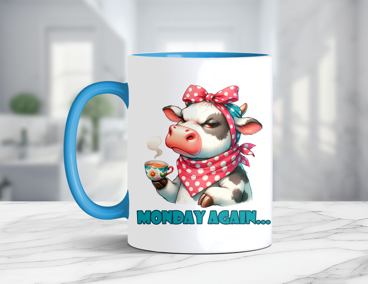 MONDAY AGAIN COW MUG