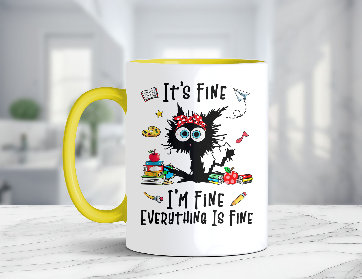 I'M FINE FUNNY CAT MUG