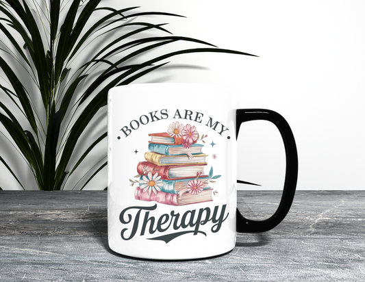 BOOKS ARE MY THERAPY MUG
