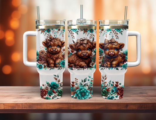 BROWN HIGHLAND COW 40 OZ TUMBLER