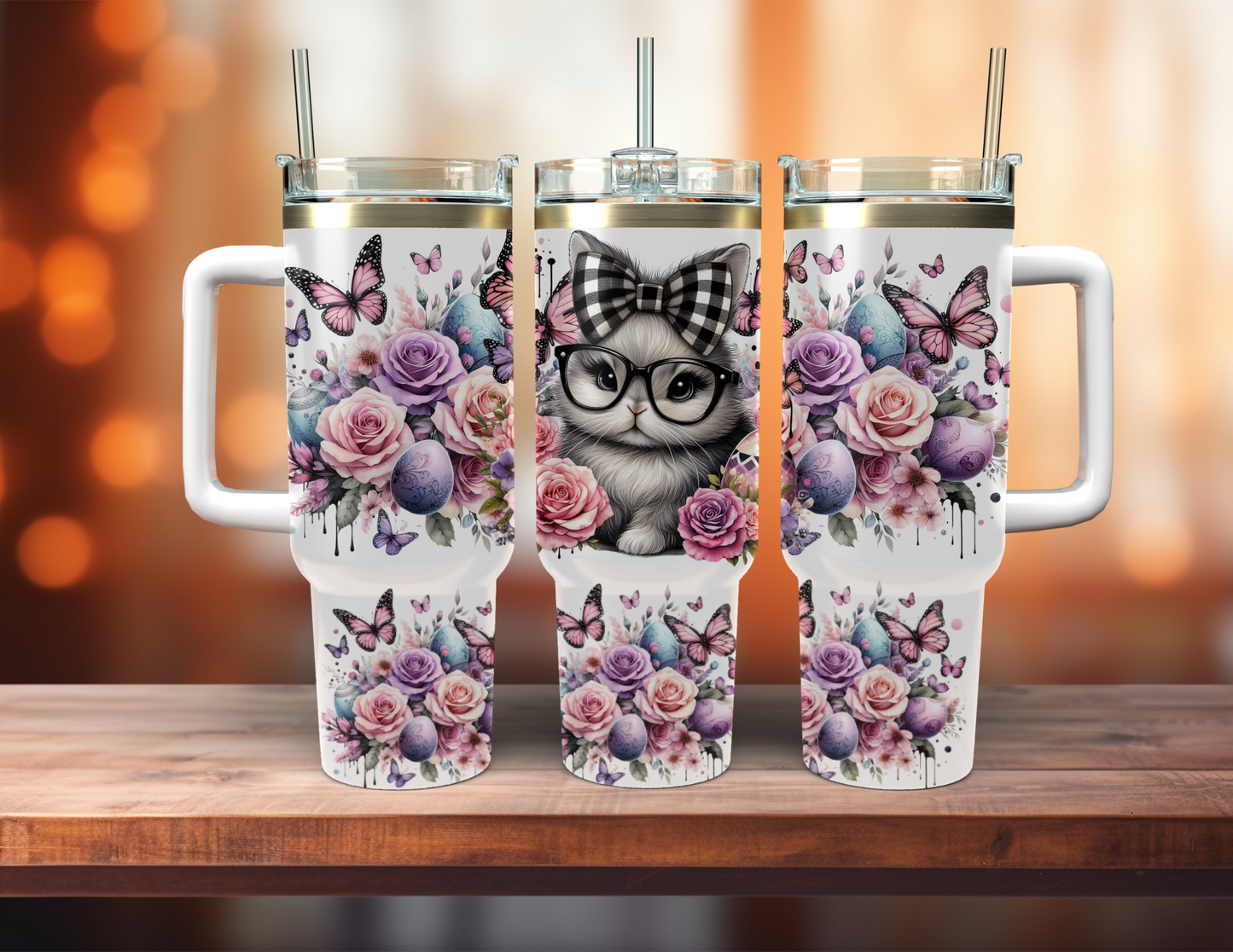 FLORAL BUNNY 40 OZ TUMBLER