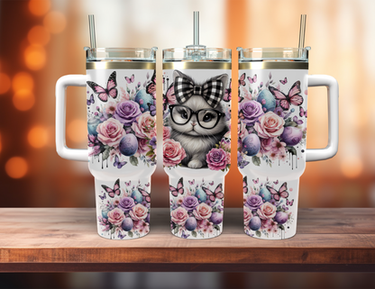 FLORAL BUNNY 40 OZ TUMBLER