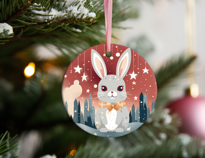 BUNNY AND STARS  ORNAMENT