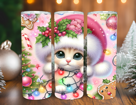 CHRISTMAS KITTEN TUMBLER