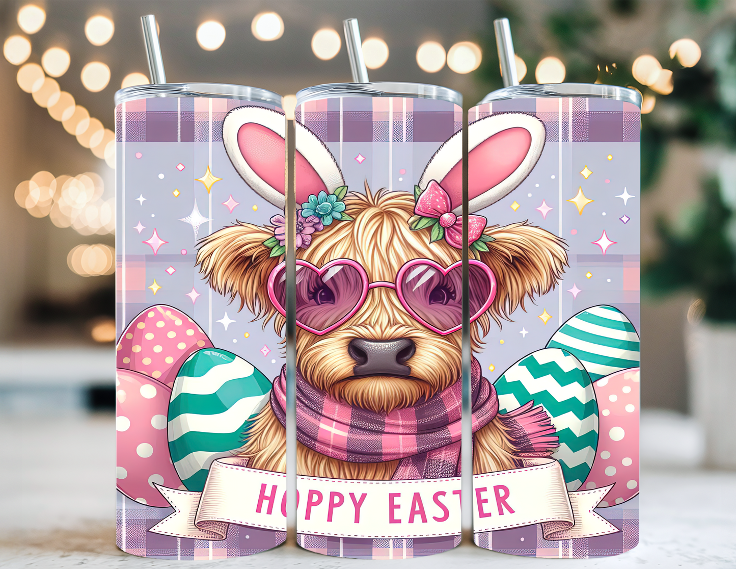 COOL HIGHLAND COW EASTER TUMBLER