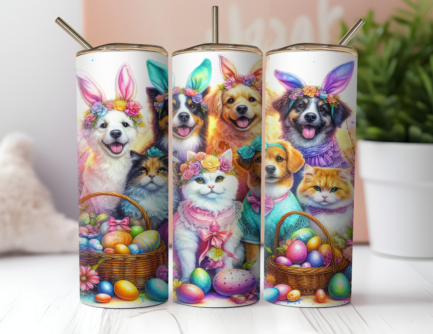 EASTER TUMBLER WITH DOGS