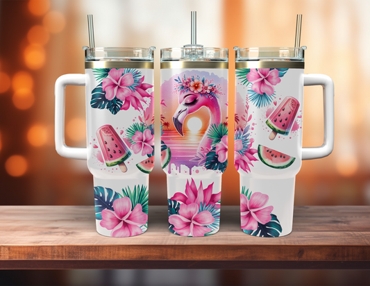 40 oz FLAMINGO TUMBLER