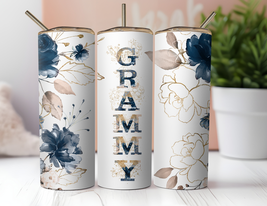 GRAMMY BLUE FLORAL TUMBLER