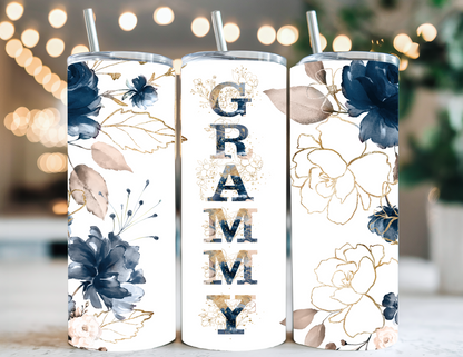 GRAMMY BLUE FLORAL TUMBLER