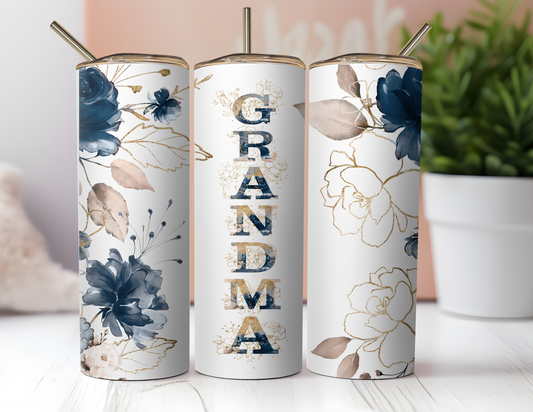 GRANDMA BLUE FLORAL TUMBLER