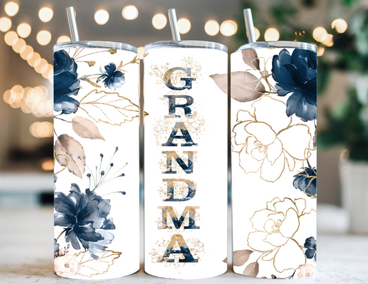 GRANDMA BLUE FLORAL TUMBLER
