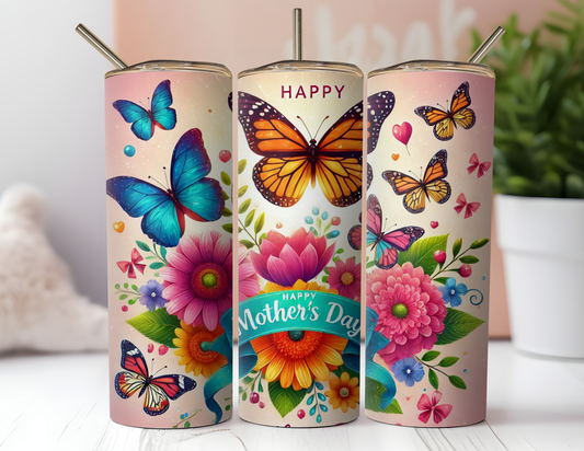 MOTHERS DAY FLORAL BUTTERFLY TUMBLER