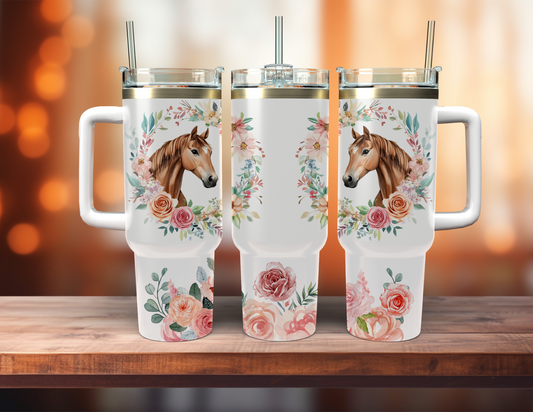 FLORAL HORSE 40 OZ TUMBLER
