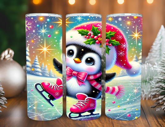 ICE SKATING PENGUIN CHRISTMAS TUMBLER