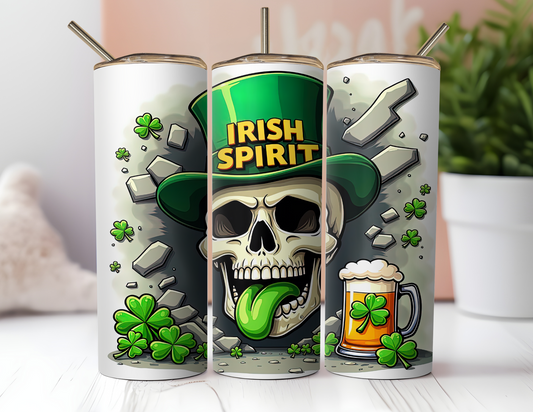 IRISH SPIRIT SKULL HEAD TUMBLER