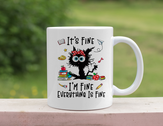 I'M FINE FUNNY CAT MUG
