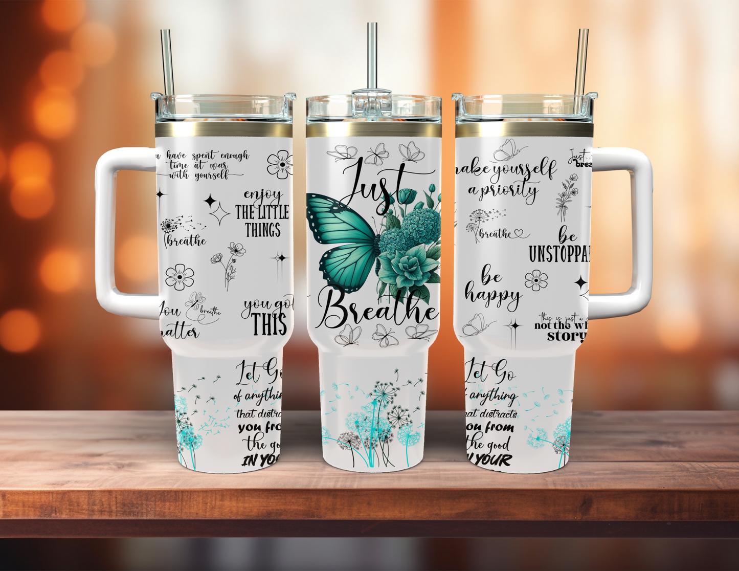 JUST BREATHE FLORAL 40 OZ TUMBLER