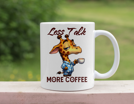 LESS TALK MORE COFFEE GIRAFFE MUG