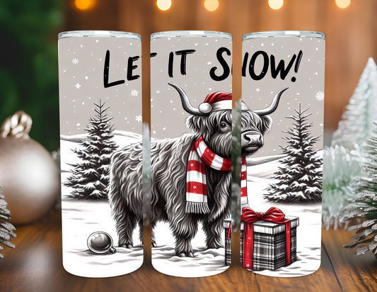LET IT SNOW HIGHLAND COW TUMBLER