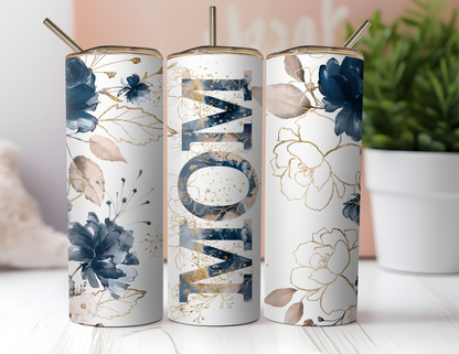 MOM BLUE FLORAL TUMBLER