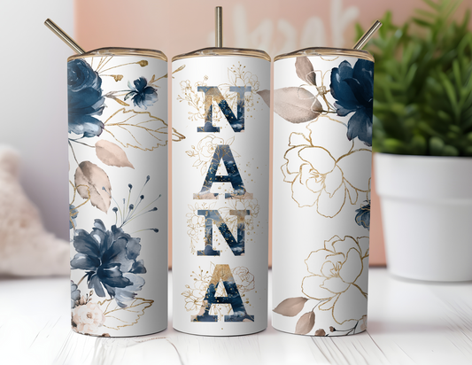 NANA BLUE FLORAL TUMBLER