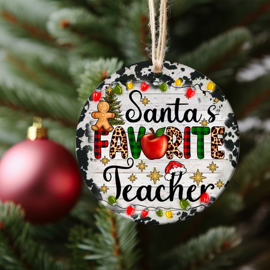 SANTA'S FAVORITE TEACHER ORNAMENT