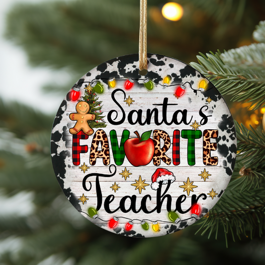 SANTA'S FAVORITE TEACHER ORNAMENT