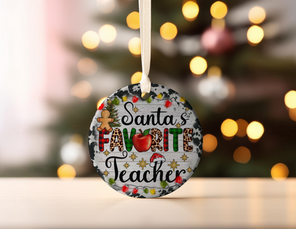 SANTA'S FAVORITE TEACHER ORNAMENT