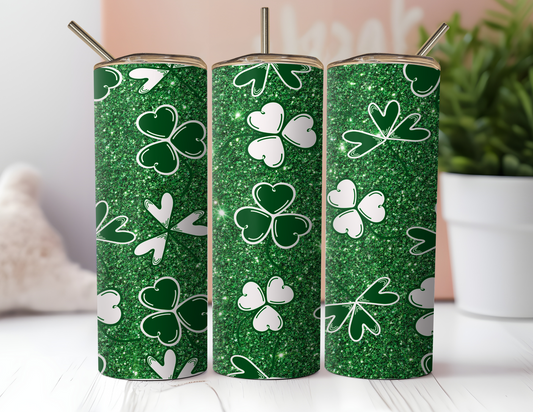 SHAMROCKS AND GLITTER TUMBLER