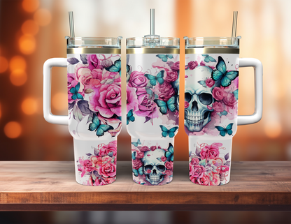 FLORAL SKULL 40 OZ TUMBLER