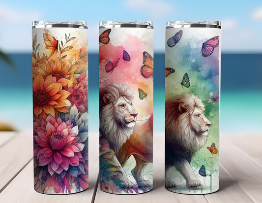FLORAL LION TUMBLER