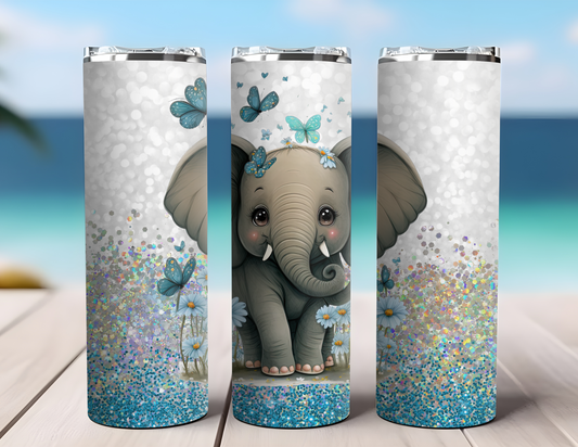 BLUE FLORAL BABY ELEPHANT TUMBLER