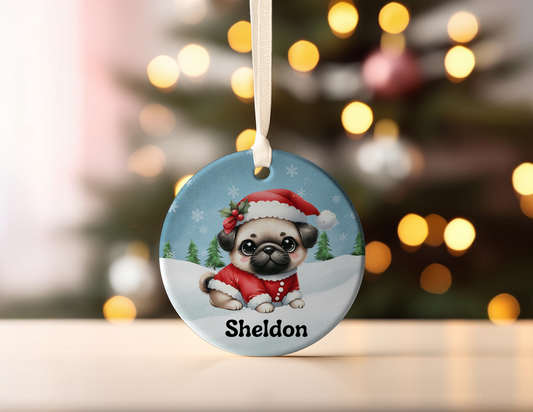 PERSONALIZED PUG ORNAMENT