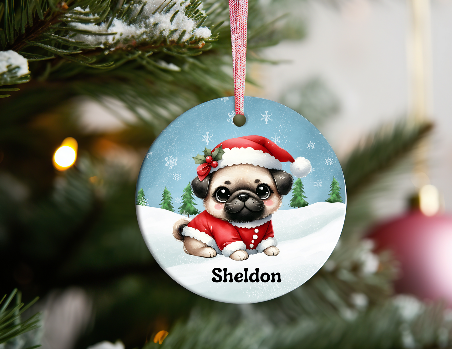 PERSONALIZED PUG ORNAMENT