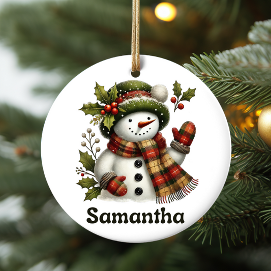 PERSONALIZED CLASSIC SNOWMAN ORNAMENT
