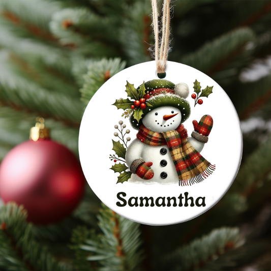 PERSONALIZED CLASSIC SNOWMAN ORNAMENT