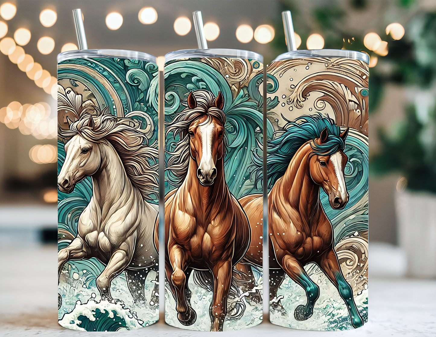 COWHIDE AZTEC HORSE TUMBLER