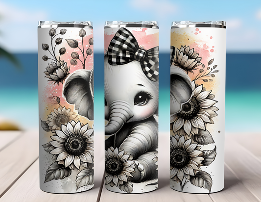 BLACK AND WHITE ELEPHANT TUMBLER