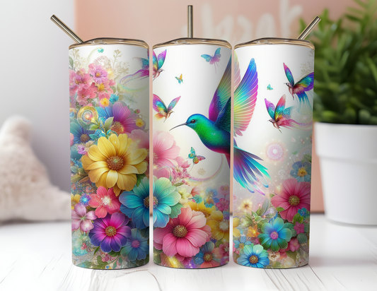 FLORAL HUMMINGBIRD TUMBLER