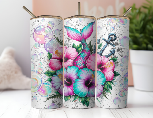 FLORAL MERMAID TAIL TUMBLER