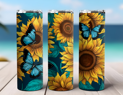 TEAL SUNFLOWER TUMBLER